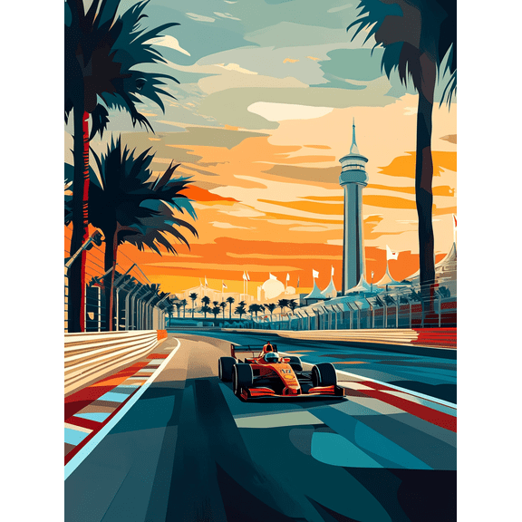 Sunset Formula Racing Car Canvas Print/Wall ArtSuitable for Living RoomBedroomOfficeGarageand Game Room Decoration.