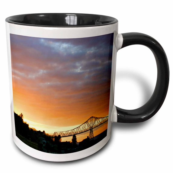 3drose, Sunset from Hotel Elliott Rooftop Astoria Oregon - Us38 Mgi0055 - Mark Gibson, 15oz Two-tone Black Mug