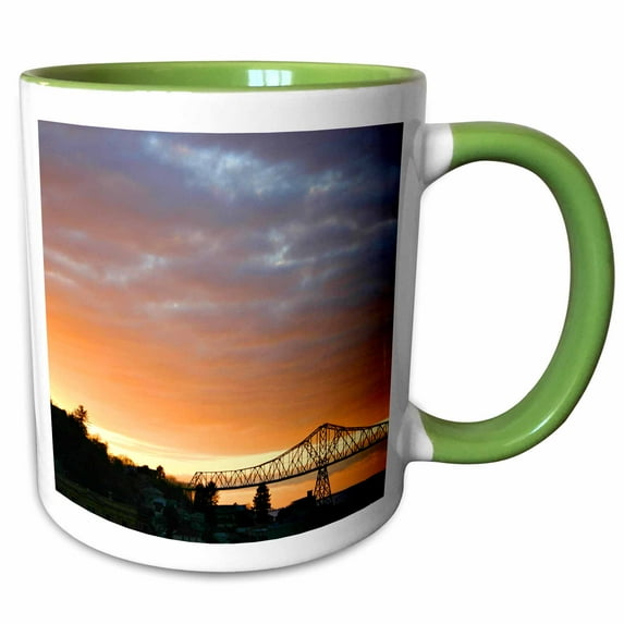 3drose, Sunset from Hotel Elliott Rooftop Astoria Oregon - Us38 Mgi0055 - Mark Gibson, 15oz Two-tone Green Mug