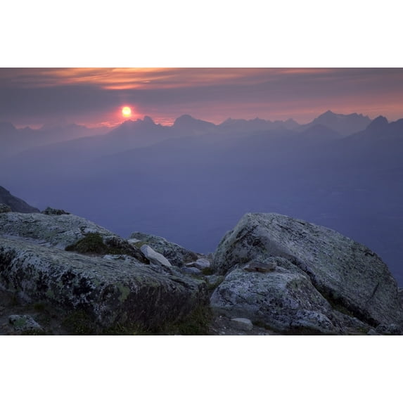 Sunset From Whistler Mountain, Jasper National Park, Alberta, Canada Poster Print (17 x 11)