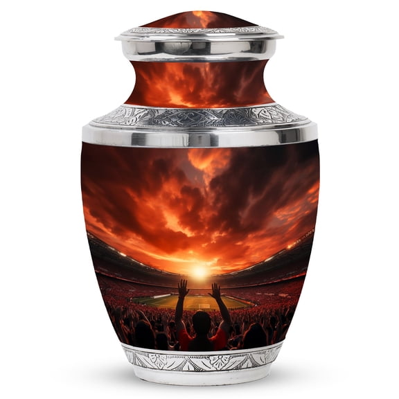 Sunset Game Day Eternal Flame - Illuminating Memories with Large Urns for Ashes, Bright Tribute - Funeral Urns For Human Ashes - Memorial Urns 10 Inch