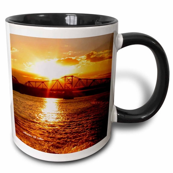 3drose, Sunset Gold, 15oz Two-tone Black Mug