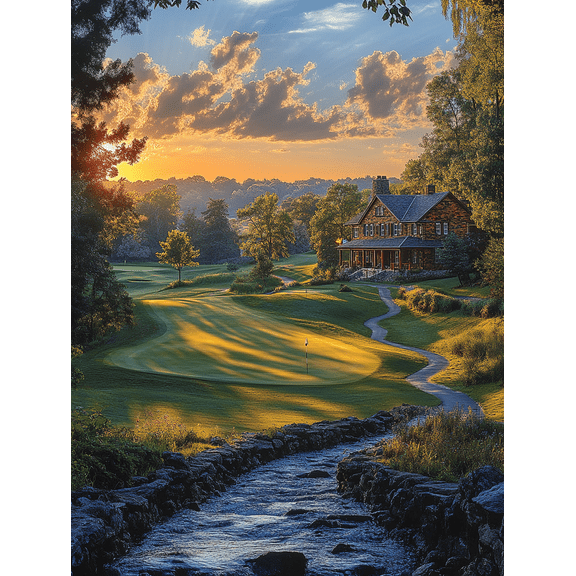 Sunset Golf Course Canvas Print/Wall Art Perfect for Living Room Hallway and Golf Clubhouse Decoration