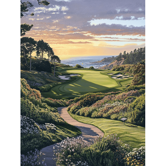 Sunset Golf Course Canvas Print/Wall Art Suitable for Living Room Bedroom Office Hallway and Golf Club Decoration.
