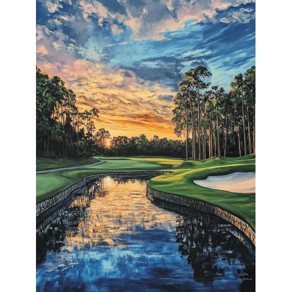 Sunset Golf Course Canvas Wall Art PrintPerfect for Living Room Bedroom Office Dining Room and Hallway Decoration.