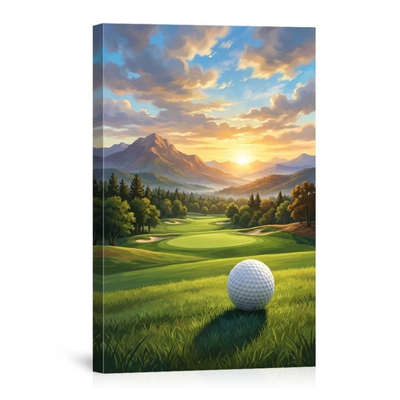 Sunset Golf Course Mountain View Ball For Golfers Home Office Canvas