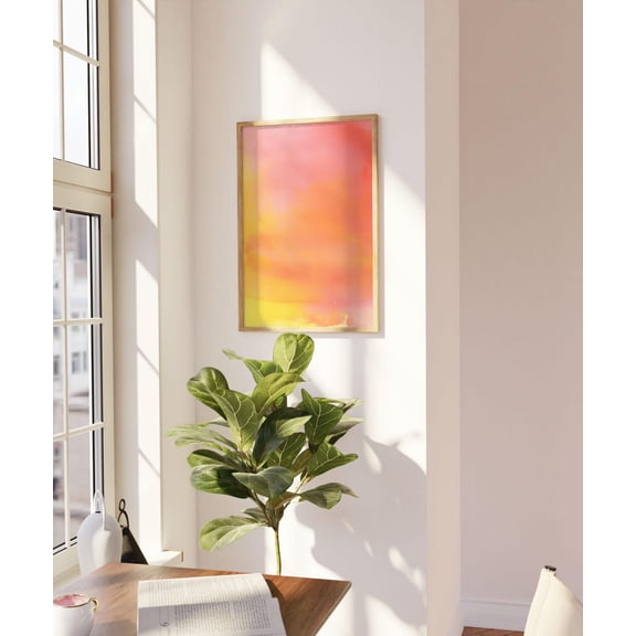 Sunset Gradient Wall Art Vibrant Pink Yellow Orange Abstract, Unframed Paper Poster 8x10in