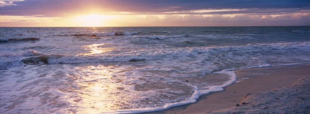 Sunset Gulf Of Mexico Florida USA Canvas Art - Panoramic Images (36 x 12)