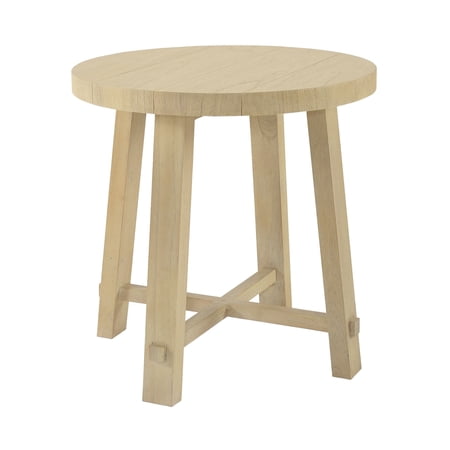 Sunset Harbor 24-Inch Round Wood Accent Table in Sandy Cove Finish