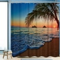 thumbnail image 1 of Sunset Hawaiian Shower Curtain Beach Tropical Palm Tree Ocean Sunrise Decor Fabric Panel Bathroom Set 72x72 Inch 12 Pack Plastic Shower Hooks Included, 1 of 1