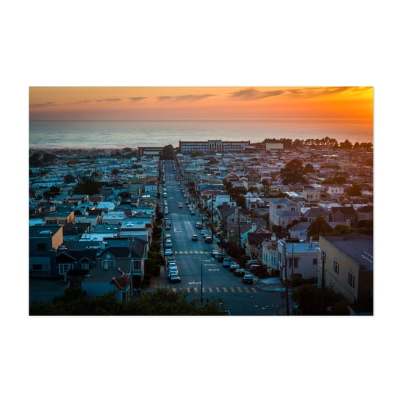 Sunset from Hawk Hill, San Francisco 01 - San Francisco California Photography Cityscape Sunset Ocean Coast Architecture Seaside Scenic Unframed Wall Art Print 4 x 6 inches