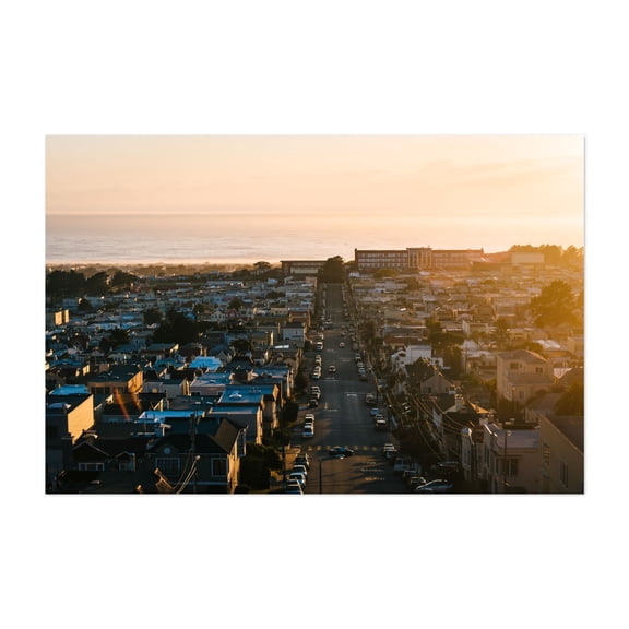 Sunset from Hawk Hill, San Francisco 02 - San Francisco California Photography Cityscape Sunset Coastal Ocean Skyline Architecture Unframed Wall Art Print 5 x 7 inches