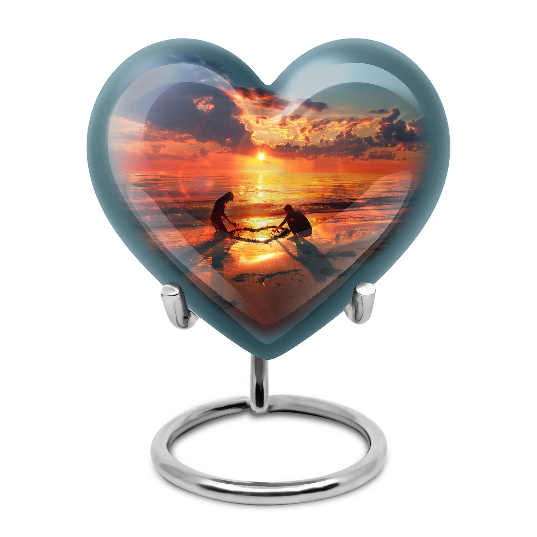 Sunset Heart Mini Urns For Ashes - Companion Urns For Burial - Heart Shaped Urns For Burial - Heart Shaped Decorative Urns For Human Ashes - Ashes Holder (Size-3inch,1pcs)