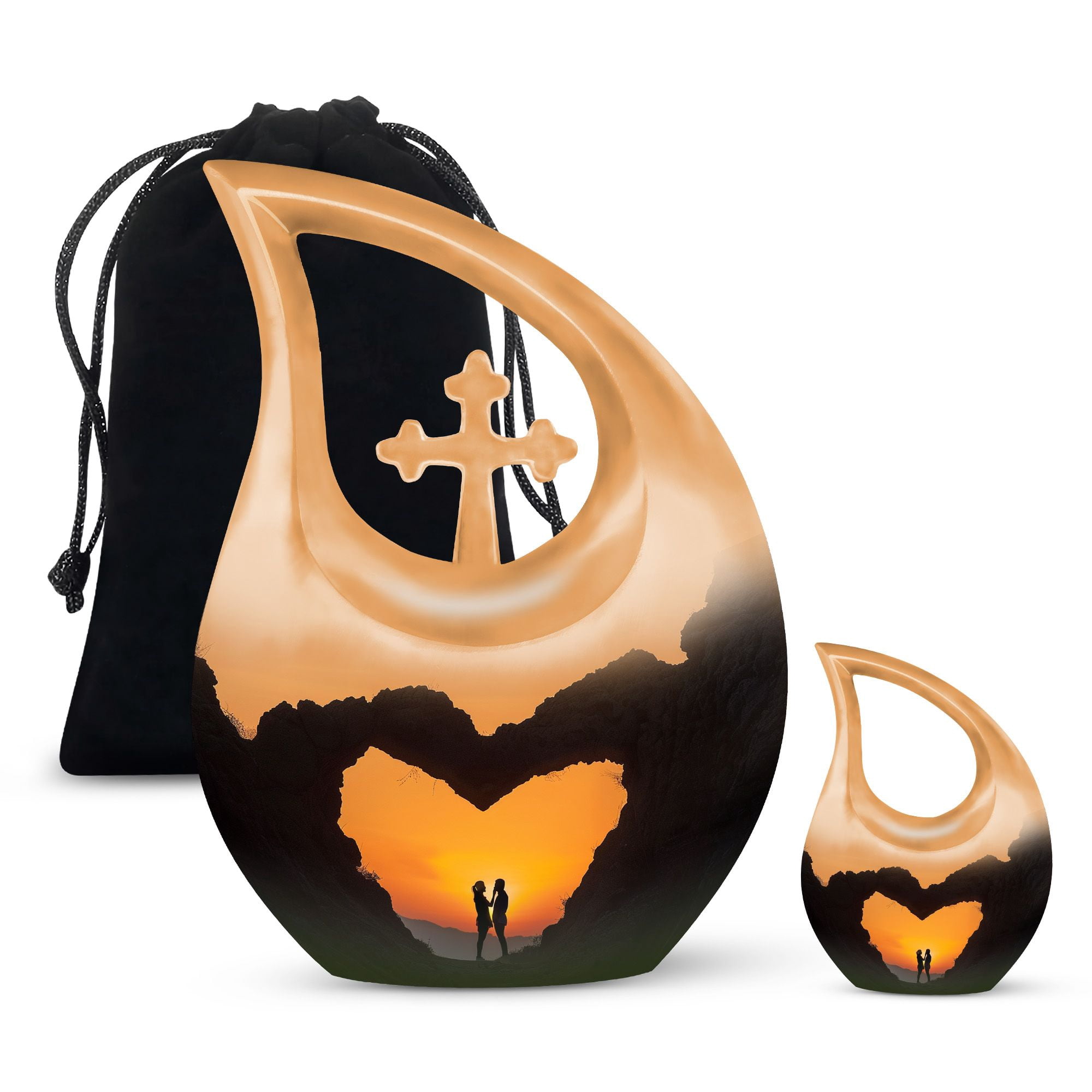 Beach Sunset Cremation Urn For Adult Ashes - 10 Inch Tall, 200 Cubic Inch Capacity, Decorative Memorial Urn For Men & Women