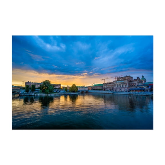 Sunset Helgeandsholmen - Stockholm Sweden Photography Unframed Wall Art Print 12 x 18 inches