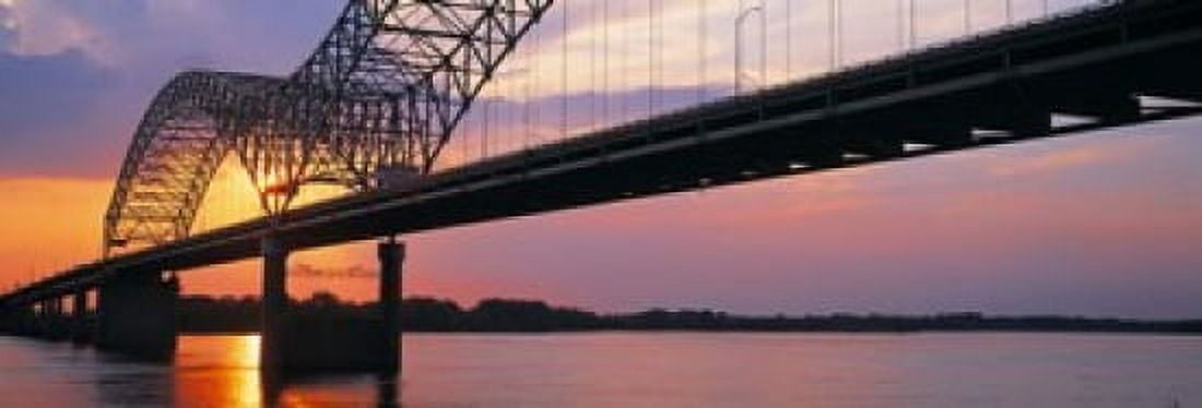 Sunset Hernandez Desoto Bridge And Mississippi River Memphis Tennessee USA Canvas Art - Panoramic Images (18 x 7)