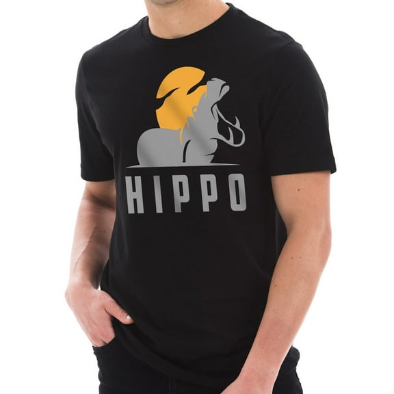 Sunset Hippo Graphic Design Unisex Lane Seven Ring Spun Combed Cotton Short Sleeve Deluxe Jersey T-Shirt - Black 2XL