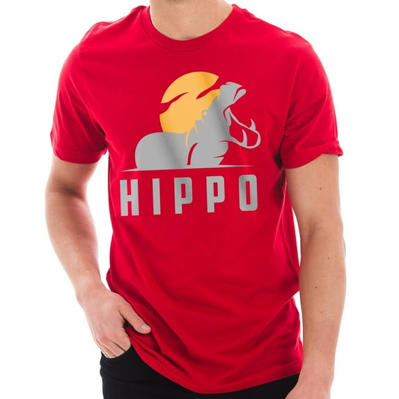 Sunset Hippo Graphic Design Unisex Lane Seven Ring Spun Combed Cotton Short Sleeve Deluxe Jersey T-Shirt - Red 2XL