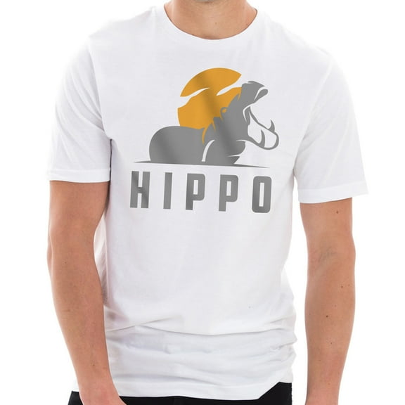 Sunset Hippo Graphic Design Unisex Lane Seven Ring Spun Combed Cotton Short Sleeve Deluxe Jersey T-Shirt - White 2XL