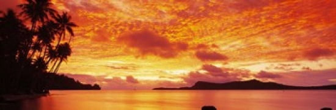 Sunset Huahine Island Tahiti Canvas Art - Panoramic Images (18 x 6)