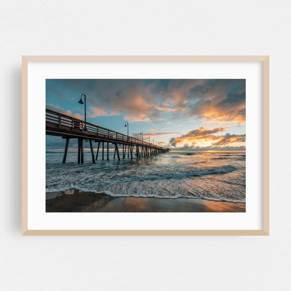 Sunset, Imperial Beach 01 - Imperial Beach California Photography Oak Framed Wall Art Print 24 x 36 inches