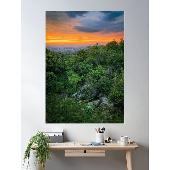 Sunset In Chiang Mai Poster Wall Art, Modern Wall Decor For Living Room Bedroom, 12x18 UNFRAMED
