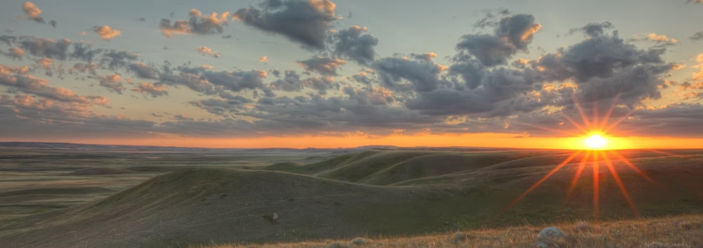 Sunset In Grasslands National Park Saskatchewan Canvas Art - Robert Postma Design Pics (44 x 15)