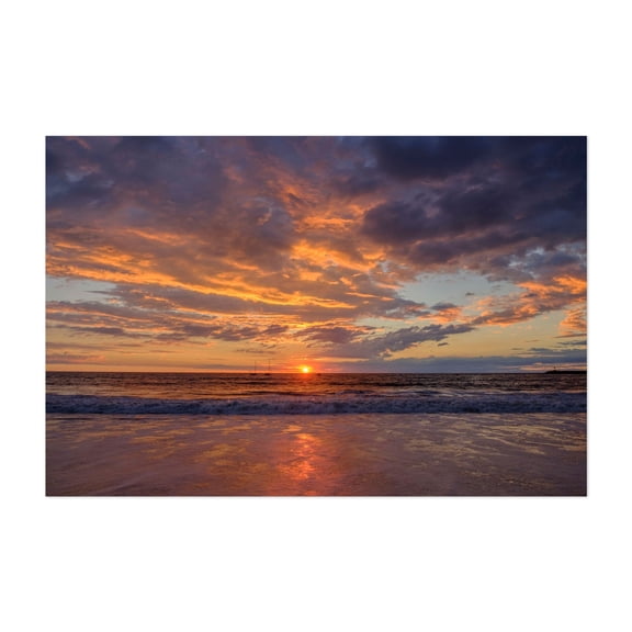 Sunset In Playa - Los Angeles California Photography Sunset Seascape Ocean Beach Waves Scenic Coast Unframed Wall Art Print 4 x 6 inches