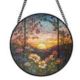 thumbnail image 1 of Sunset In Spring Landscape Suncatcher Stained Glass Style UV Printed Glass Nature Home Decor Round, 1 of 8
