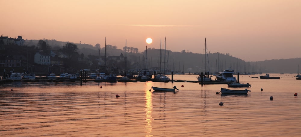 Sunset In The Harbor Crosshaven County Cork Ireland Canvas Art - Peter Zoeller Design Pics (31 x 14)