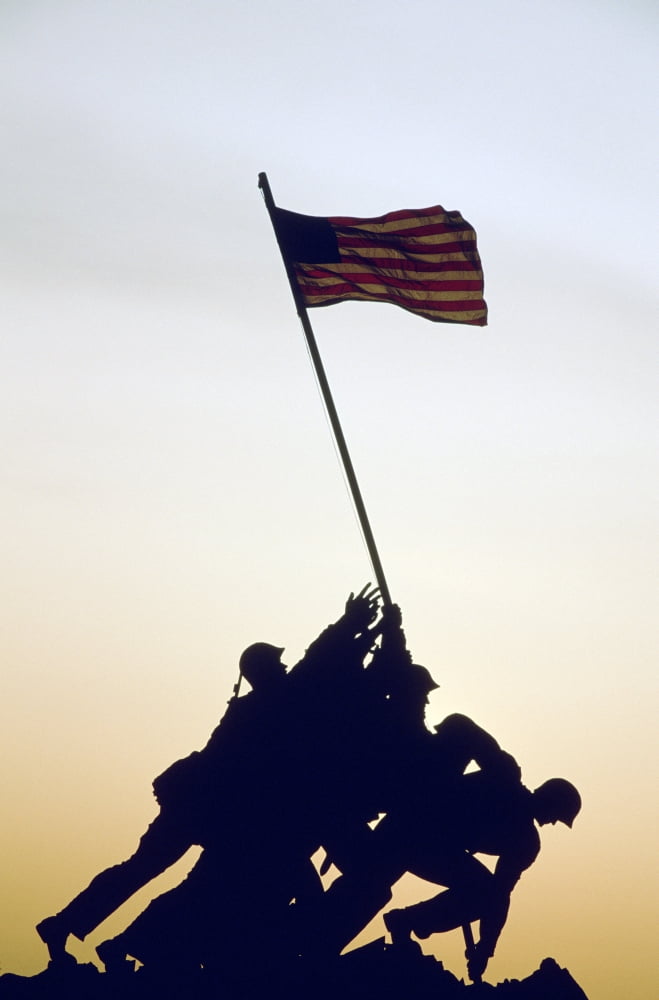 Sunset Iwo Jima MemorialNarlington Virginia Usa Canvas Art - Ron Watts Design Pics (11 x 17)