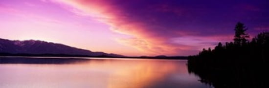 Sunset Jackson Lake Grand Teton National Park WY USA Canvas Art - Panoramic Images (36 x 12)