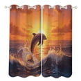 thumbnail image 1 of Sunset Jumping Dolphin Window Curtain Panels Grommet Blackout Curtains Blackout Curtains for Living Room, 1 of 7