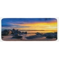 thumbnail image 1 of Sunset Kitchen Mat, Horizon Sky at the Beach with Rocks Surreal Tropical Serene Landscape, Plush Decorative Kitchen Mat with Non Slip Backing, 47" X 19", Royal Blue Marigold, by Ambesonne, 1 of 1