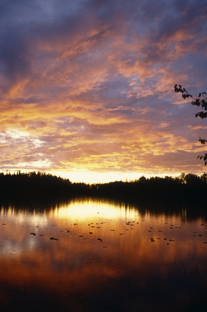 Sunset Lake & Clouds Southcentral Alaska Summer Canvas Art - Jeff Schultz  Design Pics (11 x 17)