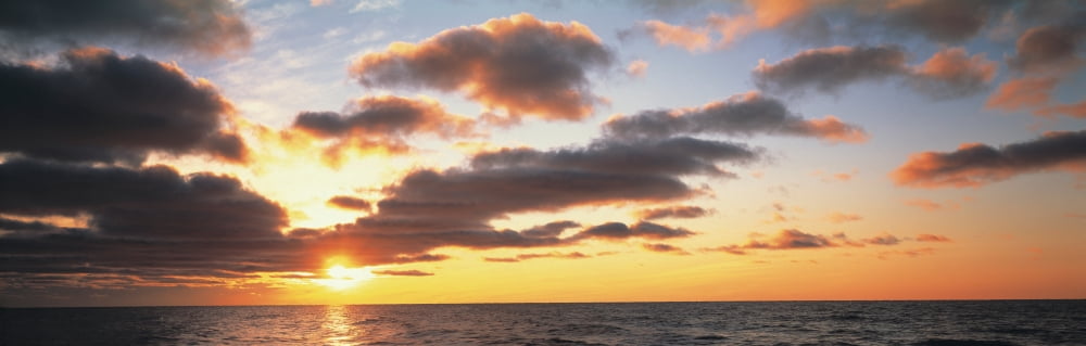 Sunset Lake Michigan MI USA Canvas Art - Panoramic Images (27 x 9)