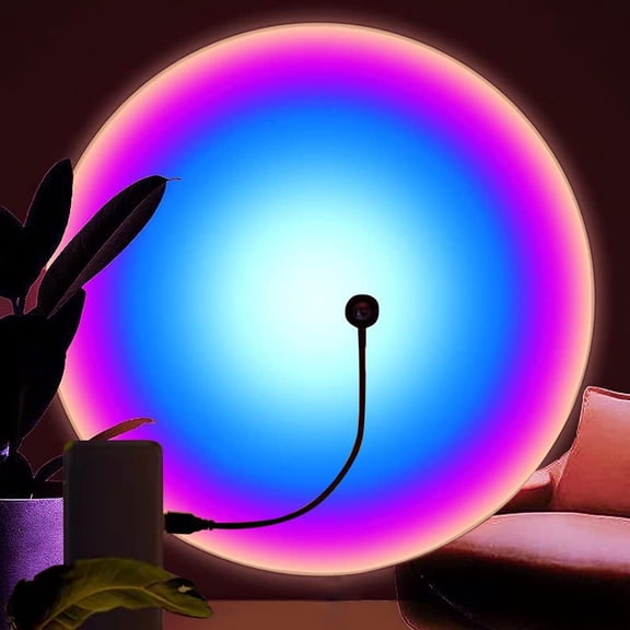 Sunset Lamp, LED Projection Night Light 360 Degree Rotation Romantic Rainbow Light USB Charging for Photography, Selfie, Party, Bedroom Decor (280mm)