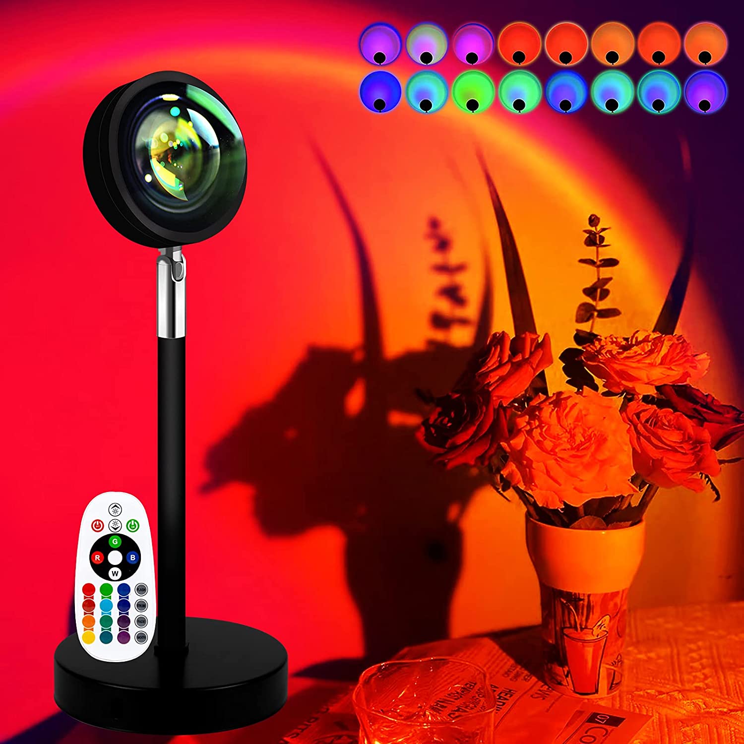 Sunset Lamp, Sunset Projection Lamp, 16 Multiple Colors Changing RGB LED Projector Rainbow Night