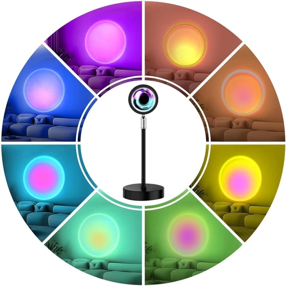 Sunset Lamp Projection, Sunset Night Light Rainbow Projector 180 16 Color Changing 4 Modes, Vlog, Photography, Decorative, Party Decor, Gift for Women(16 Color) (red)