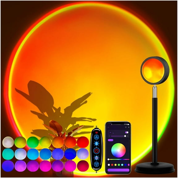 Sunset Lamp Projector with APP Control - 21 Color Changing LED Sunset Light, 180 Adjustable for Photography, Bedroom Decor, Party, Wedding, Mood Lighting
