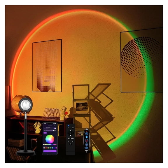 Sunset Lamp Projector, LED Sunset Light with Remote & APP Control - 3 Control Methods, Multiple Colors, Night Light for Bedroom, Home Decor, Photography, Streaming, & Party