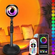FAMKIT Sunset Lamp, RGB Color Changing LED Sunset Projector, 16 Colors Sunset Lamp Projection, 360  Rotation Floor Lamp Rainbow Projection Light for Gifts, Bedroom, Party, Christmas Decor