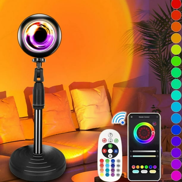 Sunset Lamp Projector Led Lights with APP Remote 16 Colors Night Light 360 Rotation Rainbow Lights Sunset Light Projection Lamp for Aesthetic Room Decor and Bedroom Decor Gifts for Women Walmart Busin...