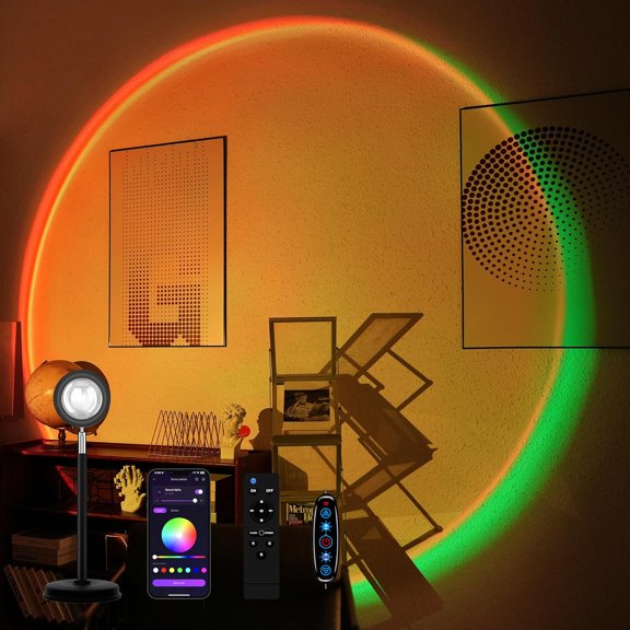 Sunset Lamp Projector with Remote Control, Multiple Colors LED APP Control Sunset Light Three Control Methods Night Light for Room Decor/Christmas Gifts/Photography/Party/Bedroom Decor