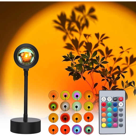 Sunset Lamp Projector, Sunset Light with 16 Colors Changing Projector LED Lights Floor Lamp Room Decor Night Light for Party Bedroom Decor, 360 Degree Rotating Rainbow Sunlight Lamp
