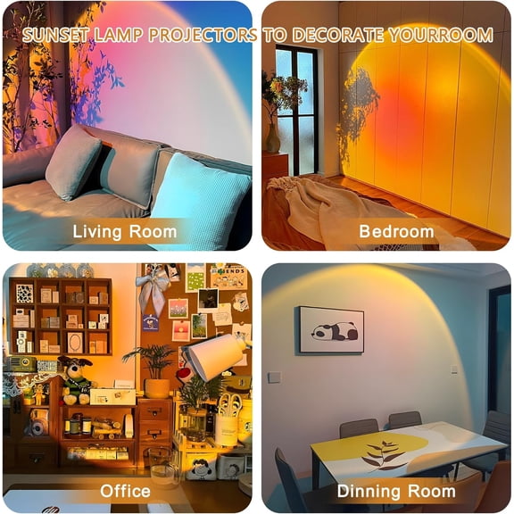 Sunset Lamp Projector, Sunset Light with 16 Colors Changing Projector LED Lights Floor Lamp Room Decor Night Light for Party Bedroom Decor, 360 Degree Rotating Rainbow Sunlight Lamp