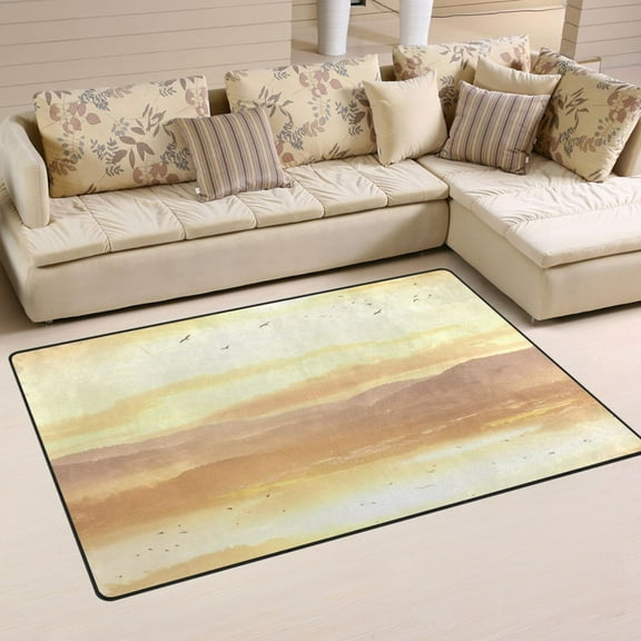 Sunset Landscape Soft Polyester Area Rug 31''x20'', Non Slip, Memory Foam, Water Absorbent