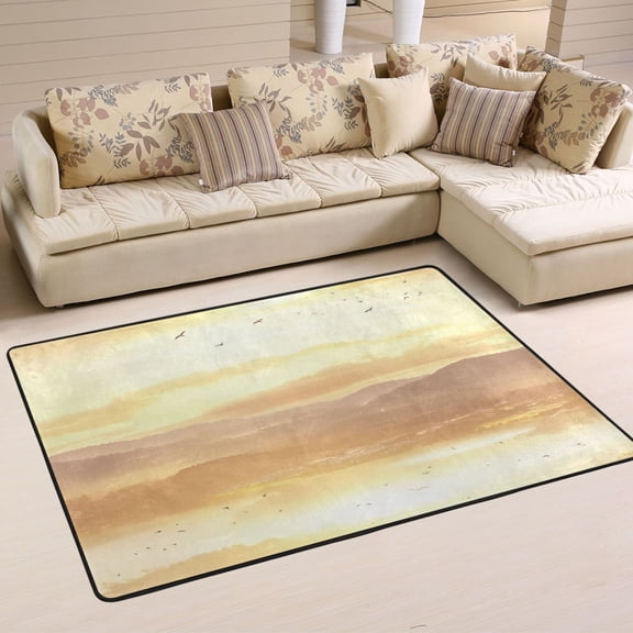 Sunset Landscape Soft Polyester Area Rug 36''x24'', Non Slip, Memory Foam, Water Absorbent