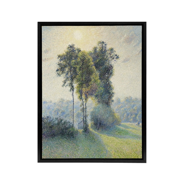 Sunset Landscape at Saint Charles Pissarro Black Framed Canvas Wall Art 18x24"