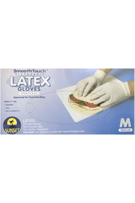Sunset Latex Medium Powdered Gloves 100 Count